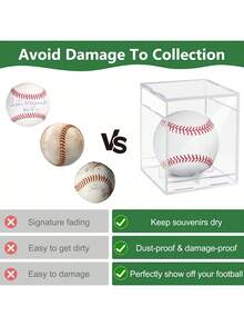 1pc Baseball Display Case, 1 Pack, UV-Protected Sports Collectible Baseball Stand Acrylic Cube Souvenir Display Case, Official Baseball Autographed Display Case, Fits Official Size Baseball, Baseball Not Included,Merry Christmas,Christmas ,Xmas - Multicolor - View 7