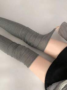 1-3 Paar Damen einfarbige gestrickte Patchwork Überknie-Socken, dekorative Knie-Hohe-Socken, Y2K College Stil, Mode Accessoires, Patchwork Teil in regulärer Dicke, stapelbar für besseres Aussehen, 6 Farboptionen, geeignet für niedliche Mädchen, Alltagsmode