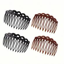 4pcs Black & Brown Braided Hair Claw Clips, Simple & Elegant For Updo Hairstyles, Suitable For Everyday Use And Casual Events, Combs, Haircomb, Combs For Hair, Side Comb, Hair Accessories, School Stuff,