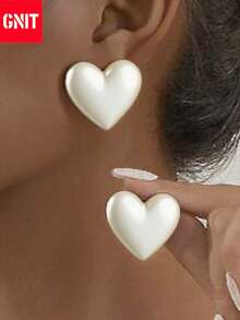 GNIT “一对复古简约的安哥拉红心形光滑耳环，适合女士，适合节日派对
