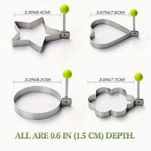 2 piezas de moldes de acero inoxidable para huevos - Moldes creativos antiadherentes para huevos fritos y panqueques, herramienta de moldeado DIY para el desayuno, adecuada para cocinar, hornear y preparación de alimentos - Apta para Navidad, Halloween, Pascua, Acción de Gracias, Día de San Patricio, herramienta de cocción de panqueques y huevos sin electricidad, accesorio de cocina caravana, color aleatorio - Multicolor - Ver 8