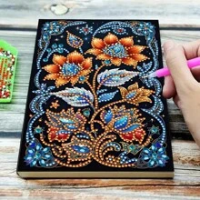 1 Conjunto Kit de Pintura de Diamante DIY - Caderno de Couro Sintético Preto, Materiais de Artesanato para Casa, Escritório e Escola, Presente Perfeito de Volta às Aulas ou Acessório de Mesa Criativo, Artesanato Exclusivo à Mão | Item Artesanal Único