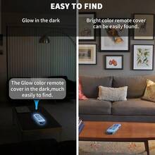 [2 Pcs] Silicone Remote Case Cover For Roku Voice Remote Pro 2nd Ed. Anti Slip Shockproof Remote Protective Sleeve For RCB1R(2024) Remote Protective Cover Case With Lanyard (Purple+Glow Blue) - Purple+GlowBlue - View 3