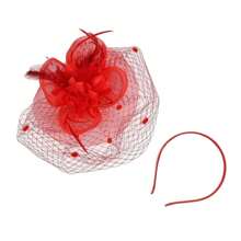 1pc Bridal Headdress Vintage Veil Banquet Dress Net Yarn Feather Cocktail Dress Hair Accessory
