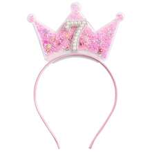 1个生日皇冠发箍，适合3-9岁儿童，公主风头饰，粉色发饰，生日礼物发箍，发带，发圈，秋季款，女士发箍 - 彩色 - 查看 10