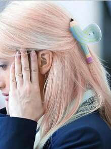 Hair Clips 1pc, Personalized Twisted Pencil Gripper Creative Design Cartoon Cute Hairpin Ponytail Clip Hair Claw School Season Gift Hair Accessories Elegant Claw Clips, School Stuff, College Autumn Accessories Fall Winter For Vacation Outfits Woman