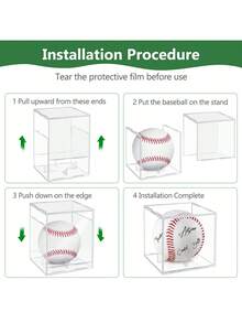 1pc Baseball Display Case, 1 Pack, UV-Protected Sports Collectible Baseball Stand Acrylic Cube Souvenir Display Case, Official Baseball Autographed Display Case, Fits Official Size Baseball, Baseball Not Included,Merry Christmas,Christmas ,Xmas - Multicolor - View 6