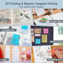 Mini Thermodrucker mit 10 Rollen selbstklebendem Papier, der kabellos Aufkleber ohne Tinte druckt. Ideal zum Erstellen von individuellen Bildern, Notizen und Etiketten für Scrapbooks, Tagebücher, Geburtstagsgeschenke, Halloween, Weihnachten, Karneval, Einschulung, Alltagsgeschenke