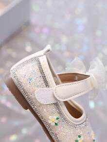 1 Pair Toddler Girls Shoes, New PU Printed Bow Cute Infant Princess Shoes, Lightweight Soft Sole Suitable For Crawling, Spring/Summer/Autumn - Beige - View 9