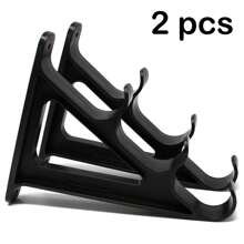 2 件节省空间的壁挂式鱼竿架带挂钩 - 可容纳 3 根鱼竿、登山杖、滑雪杖 - 耐用的 ABS 黑色收纳盒，易于安装，适用于车库、小屋、露营 - 鱼竿架 - 黑色 - 查看 9