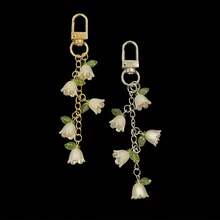 1pc Elegant Orchid Tassel Keychain - Resin Plant Theme Charm For Bags, Backpacks, And Car Keys - The Perfect Gift For Women - Vàng - Xem 2