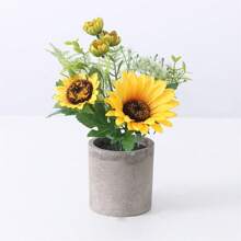 Sunflower Simulation Plastic Flowerpot Home Dining Table Fake Flower Small Bonsai Decoration