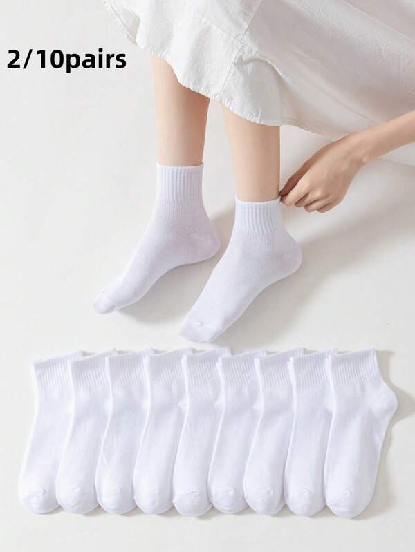 2/10 Pairs Of White Women's Everyday Socks