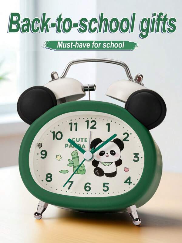 1pc Alarm Clock, Panda Bedroom Alarm Clock, Super Loud Alarm Sound, Suitable For Sleepyheads, Silent Operation Time, Does Not Disturb Rest And Reading, With Night Light, Placed In The Living Room, Desk, Office, Are All Beautiful Decorations, But Also A Gift For The School Season, 1 No. 5 Battery (Battery Not Included)