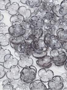 100 piezas / lote Cuentas acrílicas transparentes con forma de flor de 3 pétalos de 10 mm - Ideales para hacer pasadores de pelo, llaveros, cadenas de teléfono, collares y accesorios de joyería y manualidades DIY
