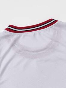 男式时尚布鲁克林印花 26 号篮球队拼接圆领无袖休闲篮球球衣，春夏 - 白色 - 查看 6