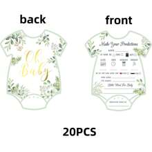 Set de 20 tarjetas de adivinación de la ducha francesa para bebés, revelación de género, juego para bebés, perfecto para padres primerizos, de alta calidad, con diseño de plantas verdes