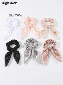 6pcs Multicolor Scrunchies Scarf Cute Bow,Dopamine,Vintage Fashion Hair Band Elegant - Multicolor - View 10