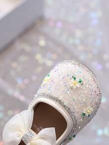 1 Pair Toddler Girls Shoes, New PU Printed Bow Cute Infant Princess Shoes, Lightweight Soft Sole Suitable For Crawling, Spring/Summer/Autumn - Beige - View 6