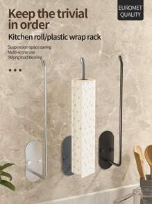 Stainless Steel Paper Towel Holder, Black Drilled Or Self-Adhesive Paper Towel Holder, Roll Paper Towel Holder, Stainless Steel Under Countertop Paper Towel Holder, Suitable For Kitchen, Pantry, Bathroom Kitchen Accessories.