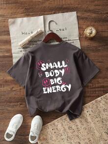 Tween Mädchen T-Shirt mit lustigem Aufdruck, Rundhalsausschnitt, kurzärmelig, lässiges Sommeroberteil