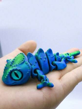 1pc 3D Printed Lifelike-Eyed Gradient Rainbow Chameleon Changeable Color Model - Perfect Gift For Friends And Family - Artistic Desktop Decoration - Flexible Limbs - Suitable For Parties And Outdoor Display - Aquarium Decor, Random Eye Color