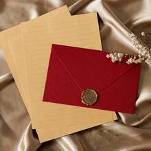 16件/20件套，亚麻图案信封和文具套装，复古牛皮纸邀请卡、明信片、漆面信封、请柬、商务信封、节日礼品信封 - 彩色 - 查看 10