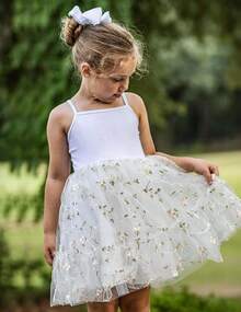 2025Toddler Girls Tulle Dress Rainbow Tutu Birthday Princess Dresses Formal Photo Shoot Outfit Summer Clothes 2-6T'Sprout Style' - 白色 - 查看 2
