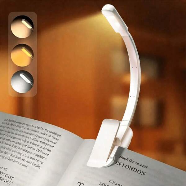 1 Bedtime Reading Light, Eye Protection Reading Light, Adjustable Clip-On Reading Light, 3 Color Temperature, Light Weight, Perfect Gift For Book Lovers, Mini Clip-On Reading Light (Battery Type). Battery Free)