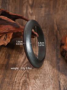 1pc New Chinese Style Retro Wood Artistic Peace Bangle, High-End Simple Niche Solid Wood Plain Bracelet Accessory