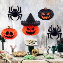 1 pezzo Decorazione appesa per Ognissanti, Pendente a sfera a nido d'ape con punti di colla, Zucca 3D, Ragno e decorazione appesa a nido d'ape per festa di Ognissanti, decorazione interna