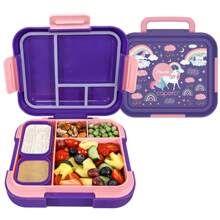 Boîte à Bento - Boîte à Lunch Grande de 4,8 Tasses avec 2 Récipients Modulaires - 4 Compartiments, Étanche, Poignée Portable, Compatible Micro-ondes/Lave-vaisselle Idéal pour l'École, le Travail et les Voyages, la Cuisine, les Cadeaux de Noël, les Fournitures Scolaires