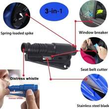 3-In-1 Emergency Seatbelt Cutter With Keychain, Hammer, Mini Fire Hammer, Car Emergency Escape Tool, Window Breaker, Portable Rescue Tool Keychain, Emergency Hammer, Car Emergency Escape Device Window Breaker, Lifesaving Multifunctional Emergency Window Breaker - Easily Break Windows And Cut Seatbelts In Emergency Situations - Multicolor - View 7