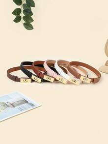 1pc Plus Size Adjustable Gold Buckle Slouchy Belt, Suitable For Jeans, Casual Wear, Jackets, Dresses, Bohemian PU Leather Cross Texture Belt For Daily Wear Fall, Autumn, Halloween - Lock - View 6