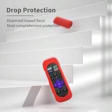 Silicone Case Cover For  Hisense Roku Streaming TV Stick Remote Shockproof Washable Remote Cover Pink Red Black Purple Red - 紅色 - 查看 3