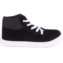 Unisex Sneakers Children's Boots Kids Boys Girls High Top Lace-Up Soft Sole Comfort Suede - 黑與白 - 查看 3