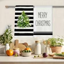 Set de 2 prosoape cu tematică de Crăciun, concepute cu un model simplu de brad de Crăciun, lavabile la mașină, rezistente la căldură, absorbante și reutilizabile, potrivite pentru decorarea camerei, prosoape de bucătărie și baie, decorarea petrecerilor, decorarea casei și un cadou ideal de Crăciun.