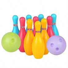 1Set Indoor Bowling Game 10pcs 11.5cm Sticks With 2pcs 6cm Ball Funny Floor Ball Games Party Interactive Sports Games - Multicolor - View 5