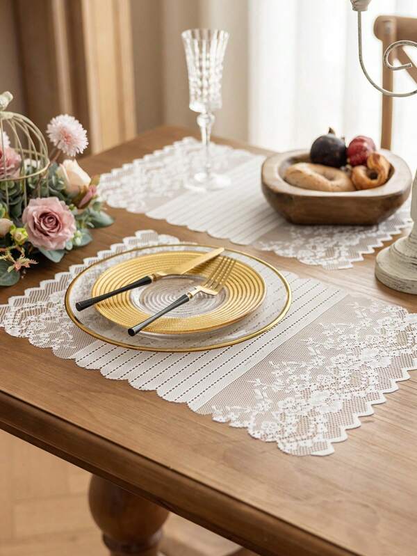 1pc/4pcs/6pcs/12pcs Hollow Lace Placemats, Suitable For Restaurant, Wedding, Banquet, Party, Home Dining Table Decor