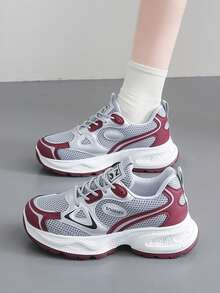 Women's Chunky Sneakers, New 2025 , Thick Sole, Versatile Casual Sporty Shoes, Comfortable & Breathable, Suitable For Autumn