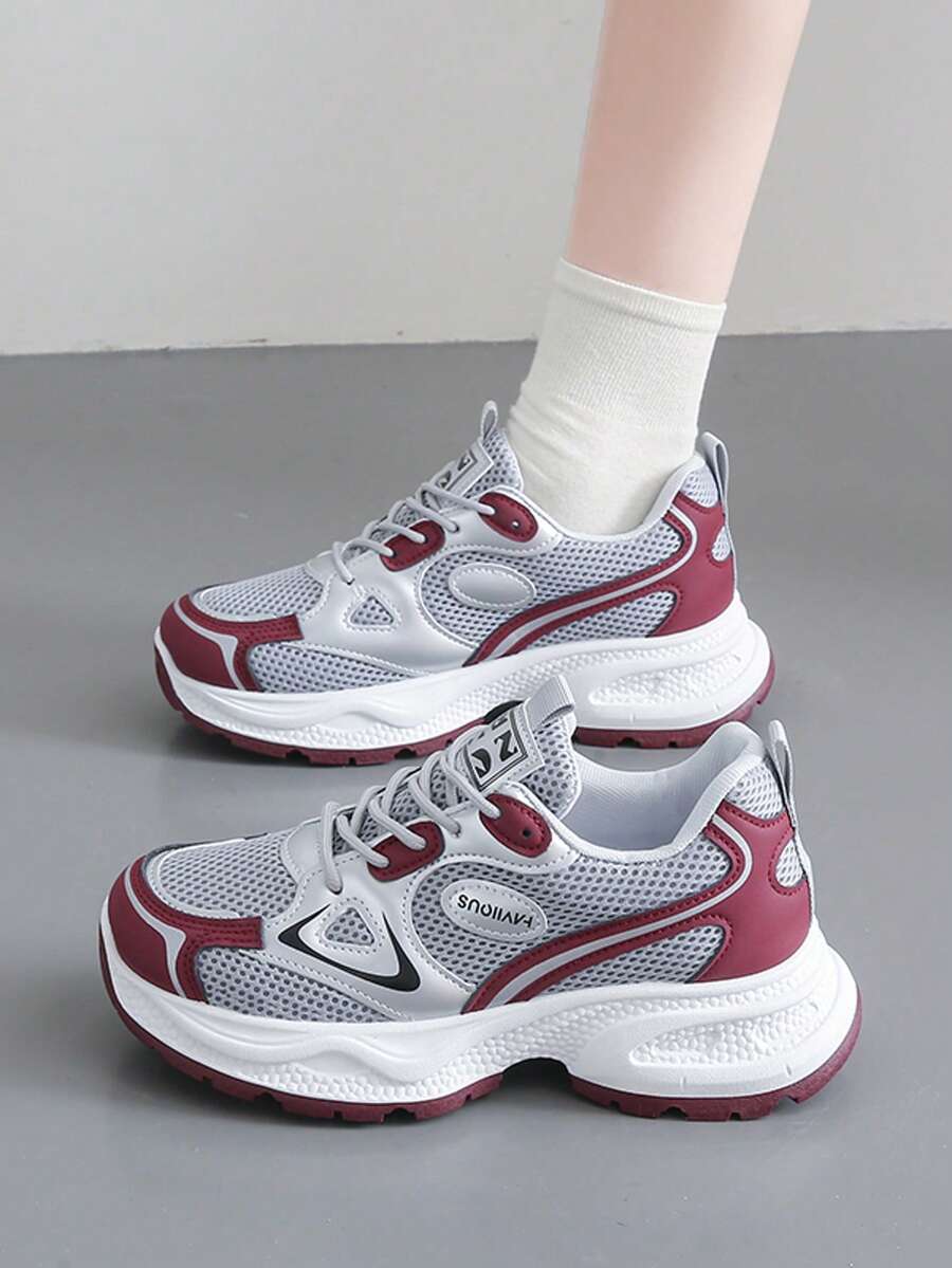 Women's Chunky Sneakers, New 2025 , Thick Sole, Versatile Casual Sporty Shoes, Comfortable & Breathable, Suitable For Autumn