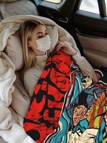 Manta Terrifier con tema de animación de payaso - Manta de franela impresa para sala de estar, sofá y viaje - Hermosos regalos de color mezclado para amigos y familiares, manta de doble capa para decoración cómoda del dormitorio - Negro - Ver 7