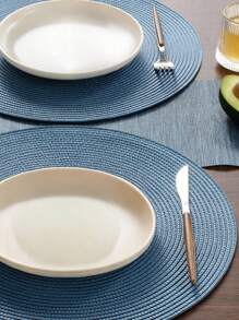6pcs/Set 15-Inch Round Woven Placemat, Washable Anti-Slip Dining Table Mats