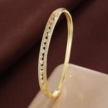 1 pièce Bracelet pour femme minimaliste à design ajouré à pois avec incrustation de zirconium cubique - Multicolore - Voir 1