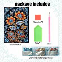1 Conjunto Kit de Pintura de Diamante DIY - Caderno de Couro Sintético Preto, Materiais de Artesanato para Casa, Escritório e Escola, Presente Perfeito de Volta às Aulas ou Acessório de Mesa Criativo, Artesanato Exclusivo à Mão | Item Artesanal Único