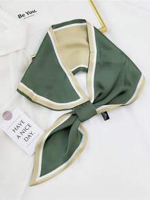 1pc Korean Style Solid Color Scarf Silk-Like Professional Flight Attendant Headband Neck Scarf 2-In-1 For Women