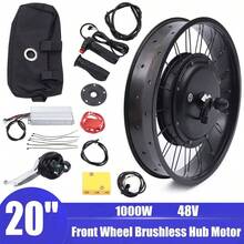 Electric Bicycle Conversion Kit, 20" EBike Front Wheel  Kit 20" 48V 1000W For Fat Tire Bike Motor Kit