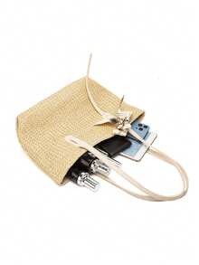 1件夏季草编包/大容量手工编织草编包/手提包女士度假沙滩包/日常通勤/出差/运动/健身/海滩/登机/购物