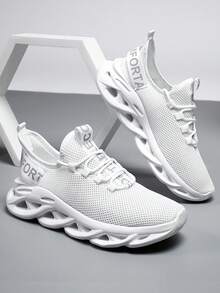 ​Men's White Mesh Slip-Resistant Sneakers - Wave Sole All-Day Comfort, Verified Walking Shoes For Men​ - trắng - Xem 2