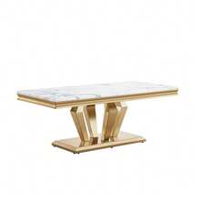 Diamond Faux Marble Coffee Table Set - 2 Side Tables With Diamond-Shape Stainless Steel Base, Mirrored Finish For Or Living Room